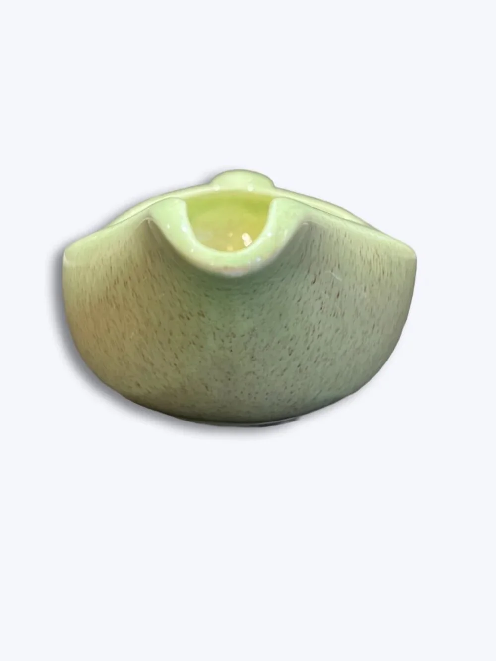 Vtg Laurel Pottery California Living Gravy Boat Green Speckled MCM 1950s Atomic